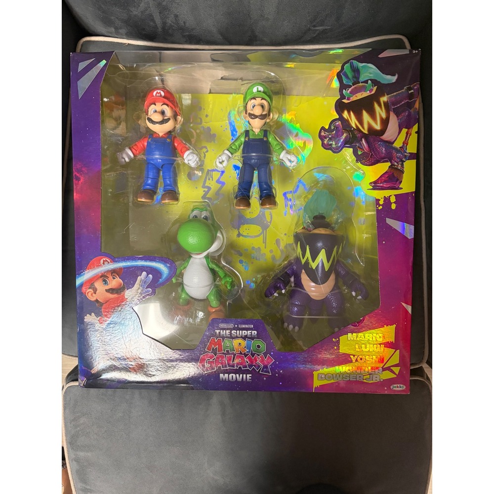 Jakks Super Mario Galaxy Movie Action Figure Set Mario Luigi Yoshi Bowser